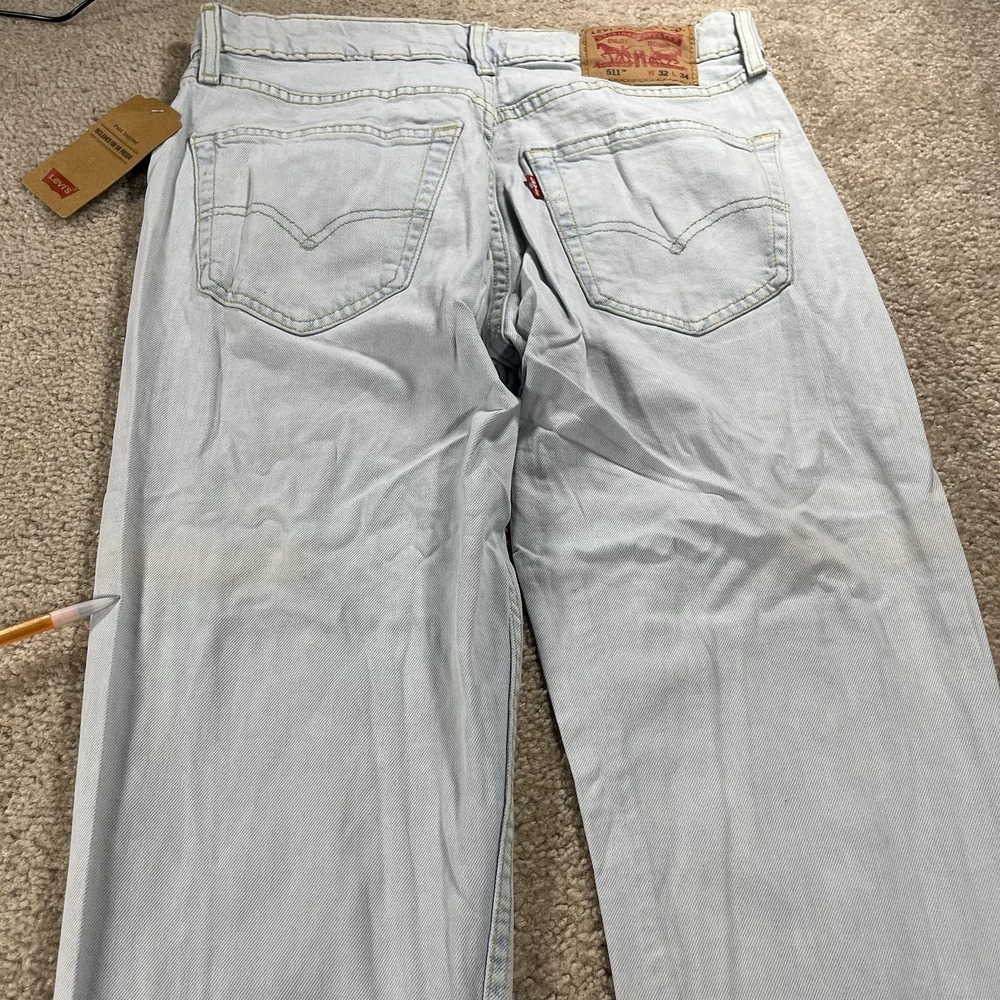 Levi's 511 Slim Fit Straight Jeans Light Wash Men's 32x34 NWT Stretch Casual - Picture 8 of 13